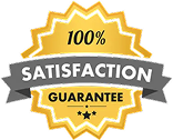 100 percent satisfaction guarantee badge for premium self-stirring mug with risk-free purchase